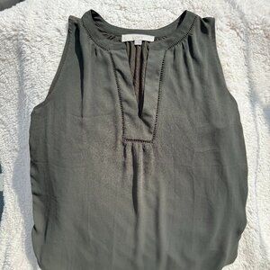 LOFT Sleeveless Mixed Media Blouse with Eyelet Stitching | Small